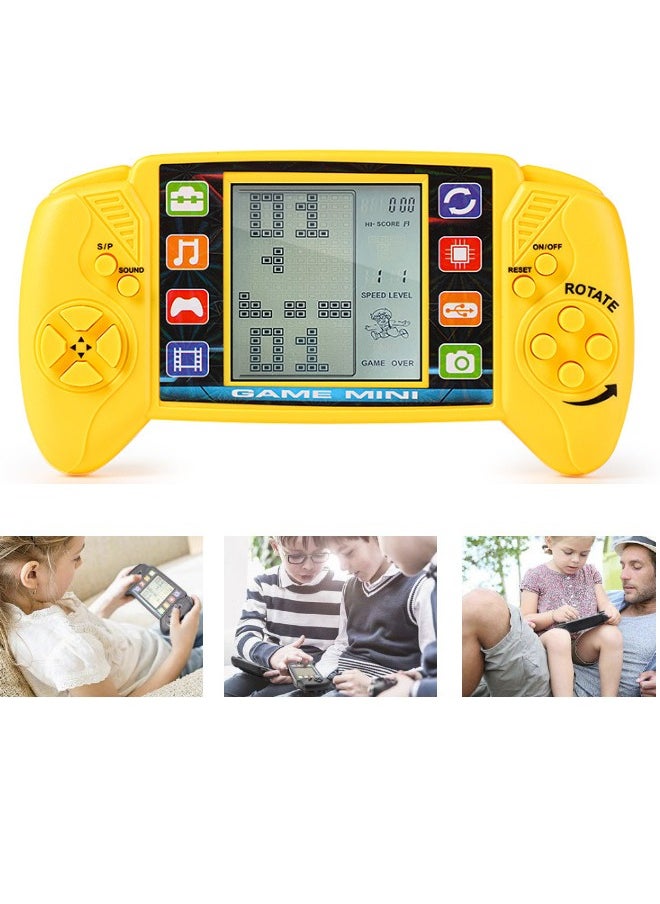 GAME - Big Screen Tetris Games Console, Handheld Games Console, Portable Retro Game Player, Puzzle Game Adjustable Difficulty and Speed, Easy to Carry Best Gifts (Yellow, 2 Modes, 49 Games in Total) - Image 1