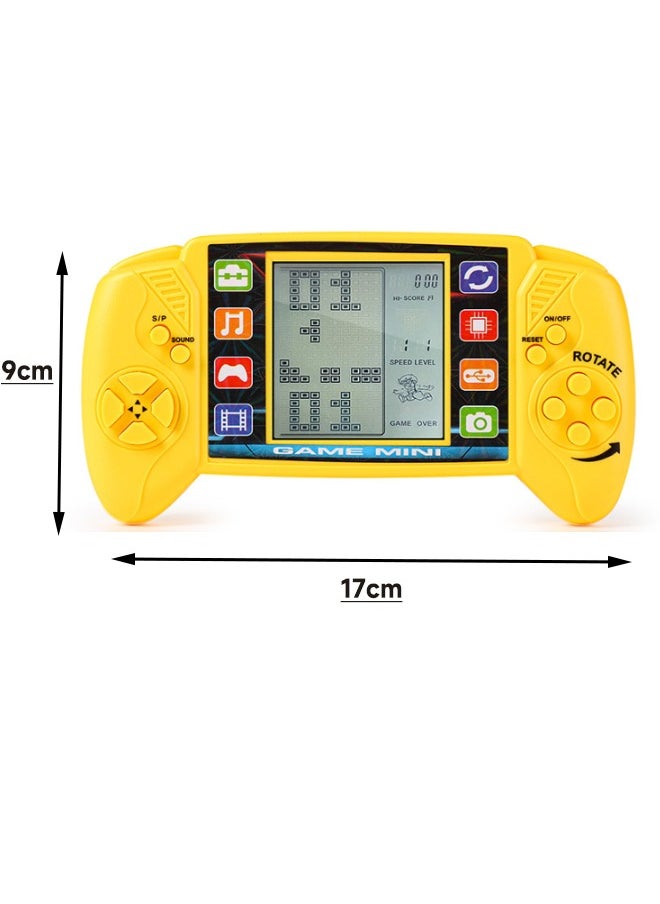 GAME - Big Screen Tetris Games Console, Handheld Games Console, Portable Retro Game Player, Puzzle Game Adjustable Difficulty and Speed, Easy to Carry Best Gifts (Yellow, 2 Modes, 49 Games in Total) - Image 1