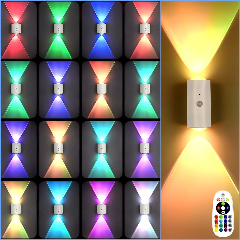 مصباح حائط يعمل بالطاقة LED مع جهاز تحكم عن بعد قابل للشحن وحساس حركة (4 عبوات) - Image 1