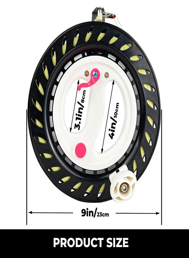 Flying Hoofer Kite Reel Winder for Adults & Kids - 9 Inch Dia, 1640FT High Strength String with Connector - Large Handle, Safety Lock, Kite Line Winder for Effortless Flying and Control.(Black) - Image 2