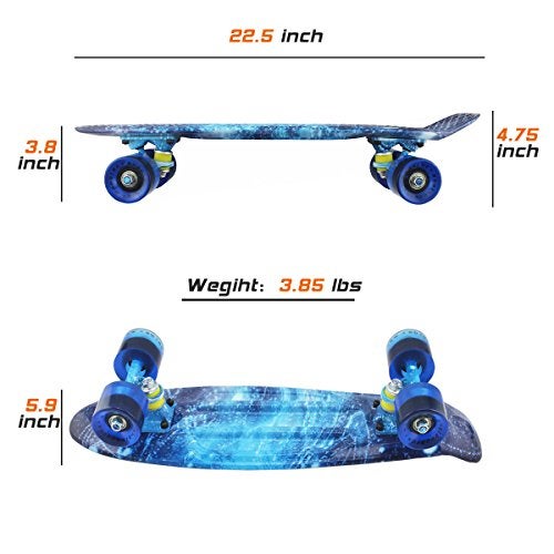 Meketec Skateboards Complete Mini Cruiser Retro Skateboard for Kids Boys Youths Beginners 22 Inch(The Starry Sky) - Image 3