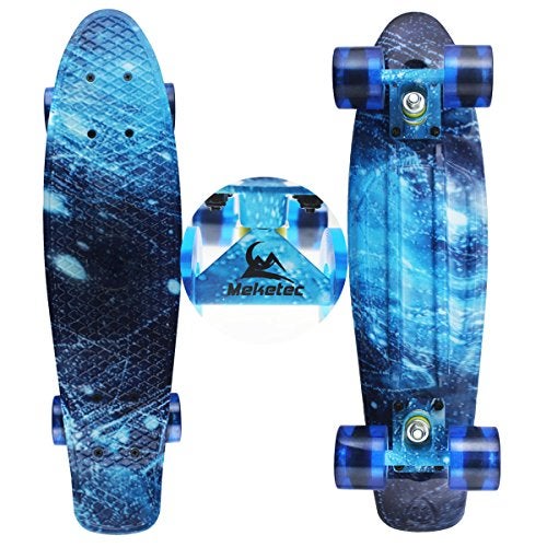 Meketec Skateboards Complete Mini Cruiser Retro Skateboard for Kids Boys Youths Beginners 22 Inch(The Starry Sky) - Image 2