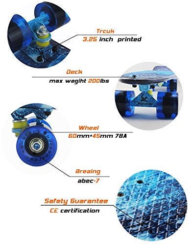Meketec Skateboards Complete Mini Cruiser Retro Skateboard for Kids Boys Youths Beginners 22 Inch(The Starry Sky) - Image 4