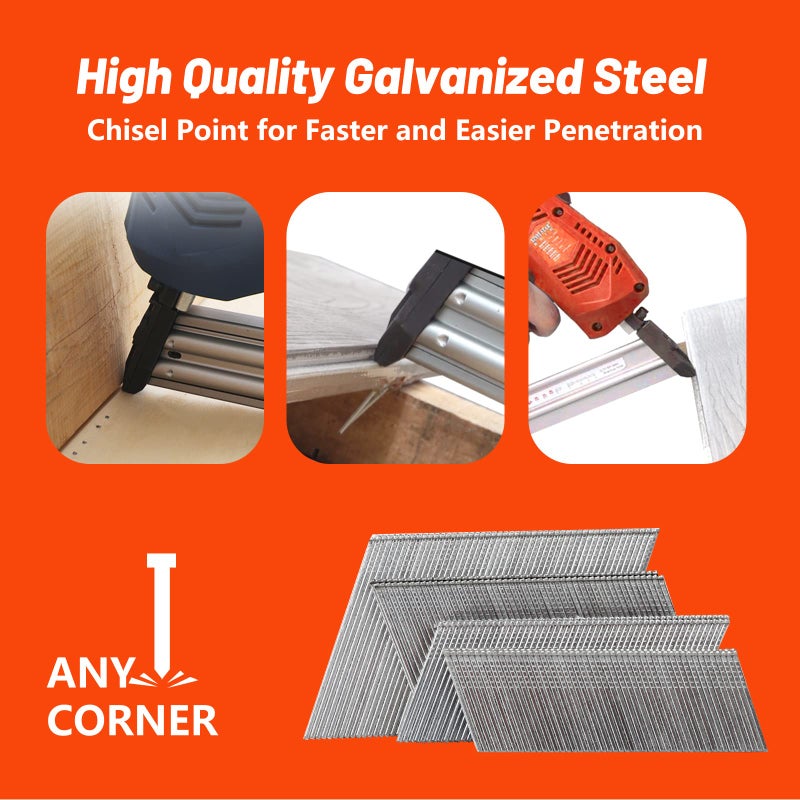 SITLDY 16 Gauge Angled Finish Nails, 20-Degree, 2000-Pack (2-1/2", 2", 1-1/2", 1-1/4" 500 Per Sizes), Galvanized Assorted Size Project Pack, for Pneumatic, Electric Angled Finish Nailer - Image 4