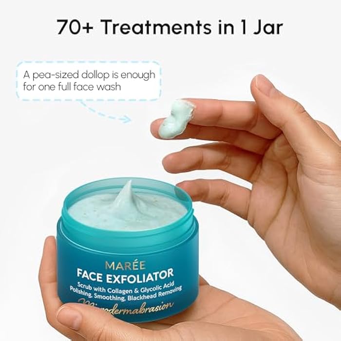 MAREE Face Exfoliator — Microdermabrasion Facial Scrub & Exfoliating Face Wash for Women — Collagen & Glycolic Acid — Gentle Scrub and Exfoliant — Men Exfoliating Scrubber — Exfoliante Facial Cleanser - Image 4