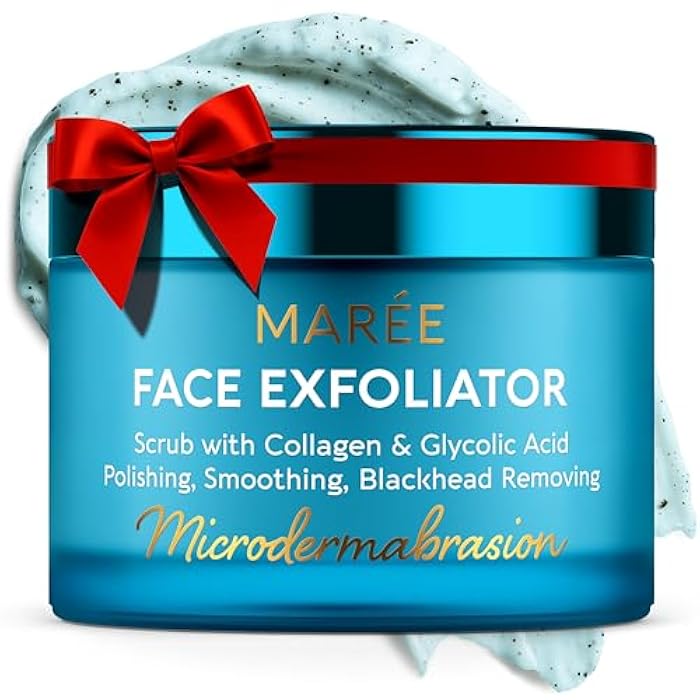 MAREE Face Exfoliator — Microdermabrasion Facial Scrub & Exfoliating Face Wash for Women — Collagen & Glycolic Acid — Gentle Scrub and Exfoliant — Men Exfoliating Scrubber — Exfoliante Facial Cleanser - Image 1