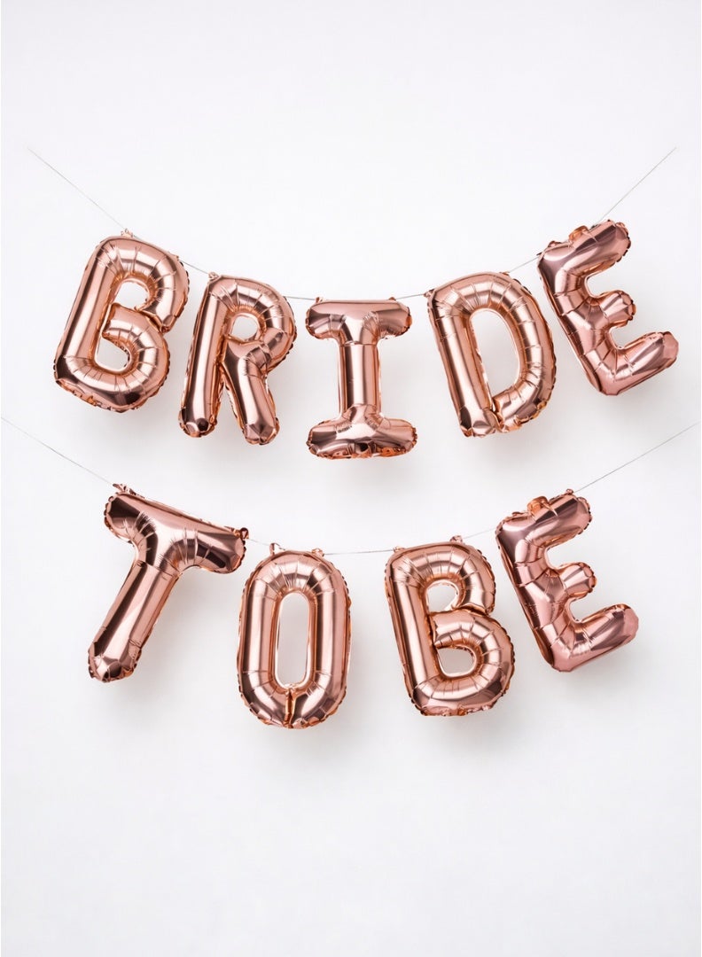 Party Time Bride To Be Foil Balloon Banner Rose Gold Party Decoration Set Bridal Shower Engagement Decor - Image 1