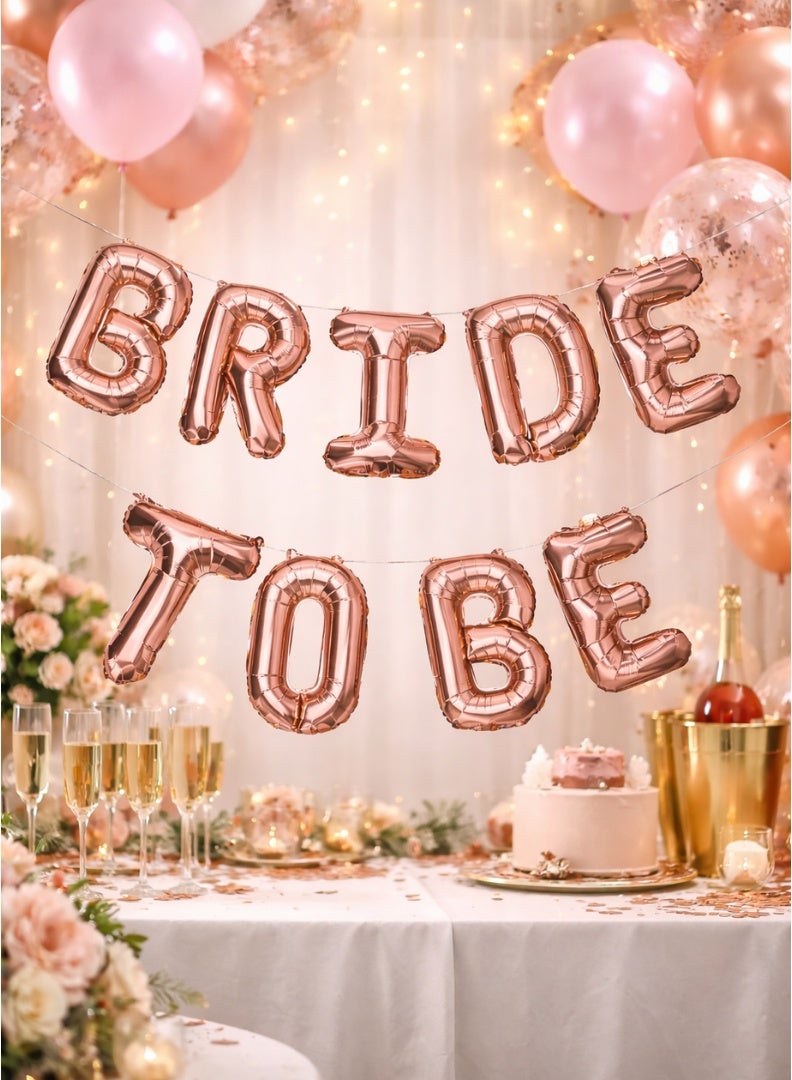 Party Time Bride To Be Foil Balloon Banner Rose Gold Party Decoration Set Bridal Shower Engagement Decor - Image 2