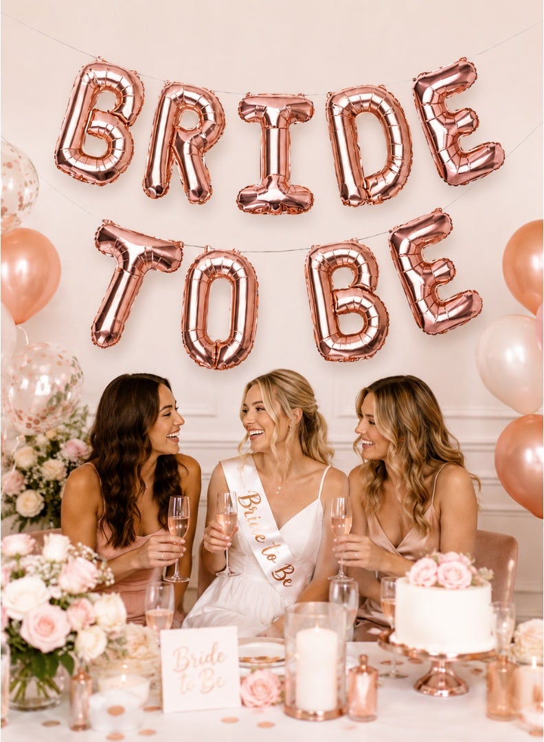 Party Time Bride To Be Foil Balloon Banner Rose Gold Party Decoration Set Bridal Shower Engagement Decor - Image 2