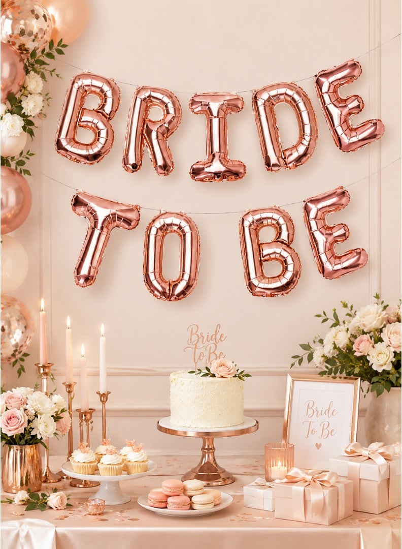 Party Time Bride To Be Foil Balloon Banner Rose Gold Party Decoration Set Bridal Shower Engagement Decor - Image 1