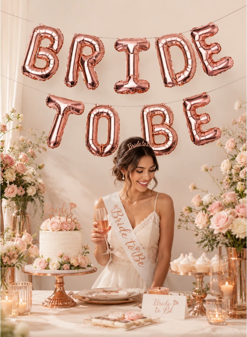Party Time Bride To Be Foil Balloon Banner Rose Gold Party Decoration Set Bridal Shower Engagement Decor - Image 5