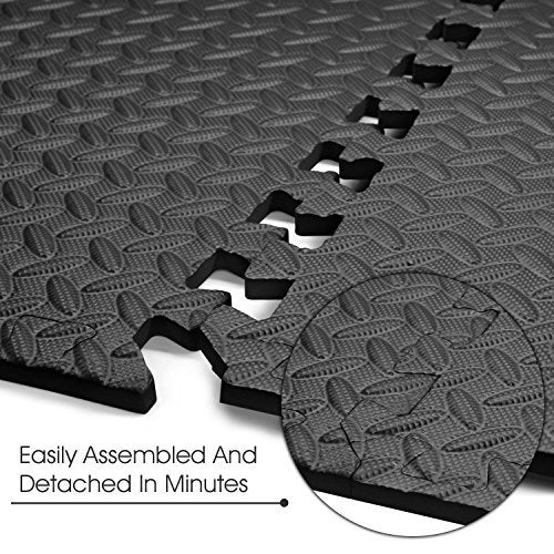 Kobo AC-62 Puzzle Exercise Mat, EVA Foam Interlocking Tiles, Protective Flooring for Gym Equipment and Cushion for Workouts (6 Feet x 4 Feet), Black - Image 4