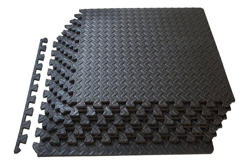 Kobo AC-62 Puzzle Exercise Mat, EVA Foam Interlocking Tiles, Protective Flooring for Gym Equipment and Cushion for Workouts (6 Feet x 4 Feet), Black - Image 1