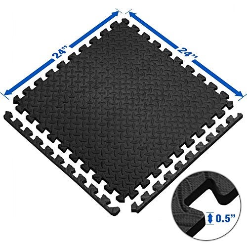 Kobo AC-62 Puzzle Exercise Mat, EVA Foam Interlocking Tiles, Protective Flooring for Gym Equipment and Cushion for Workouts (6 Feet x 4 Feet), Black - Image 2