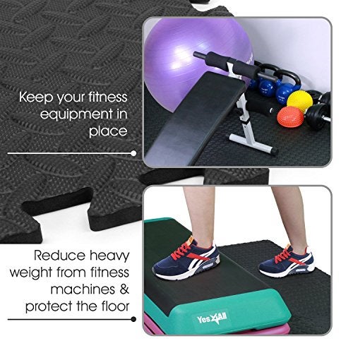 Kobo AC-62 Puzzle Exercise Mat, EVA Foam Interlocking Tiles, Protective Flooring for Gym Equipment and Cushion for Workouts (6 Feet x 4 Feet), Black - Image 5