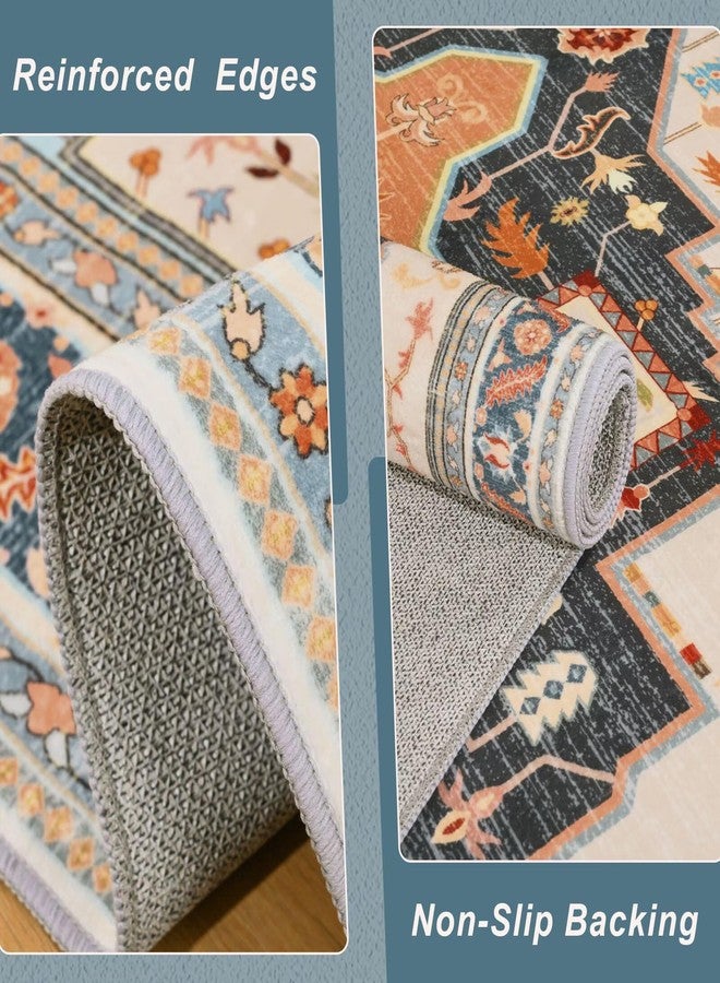 Macgace 2x3 Orange Beige Small Area Rug for Entryway, Soft Washable Rugs with Non-Slip Backing for Bedroom Kitchen, Vintage Throw Carpet Laundry Entry Front Door Decor - Image 4