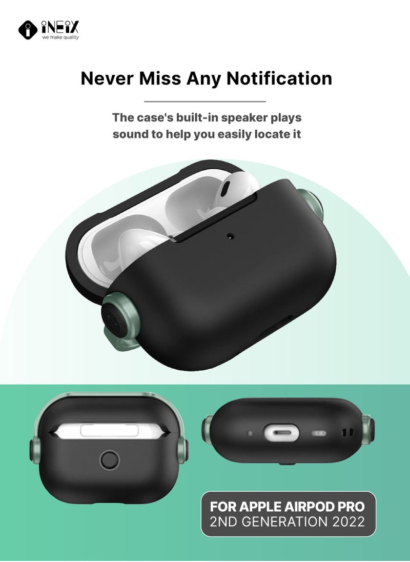 INEIX - Music Buckle Protective Headset Case For Apple AirPod Pro 2-2022-Black/Green - Image 1