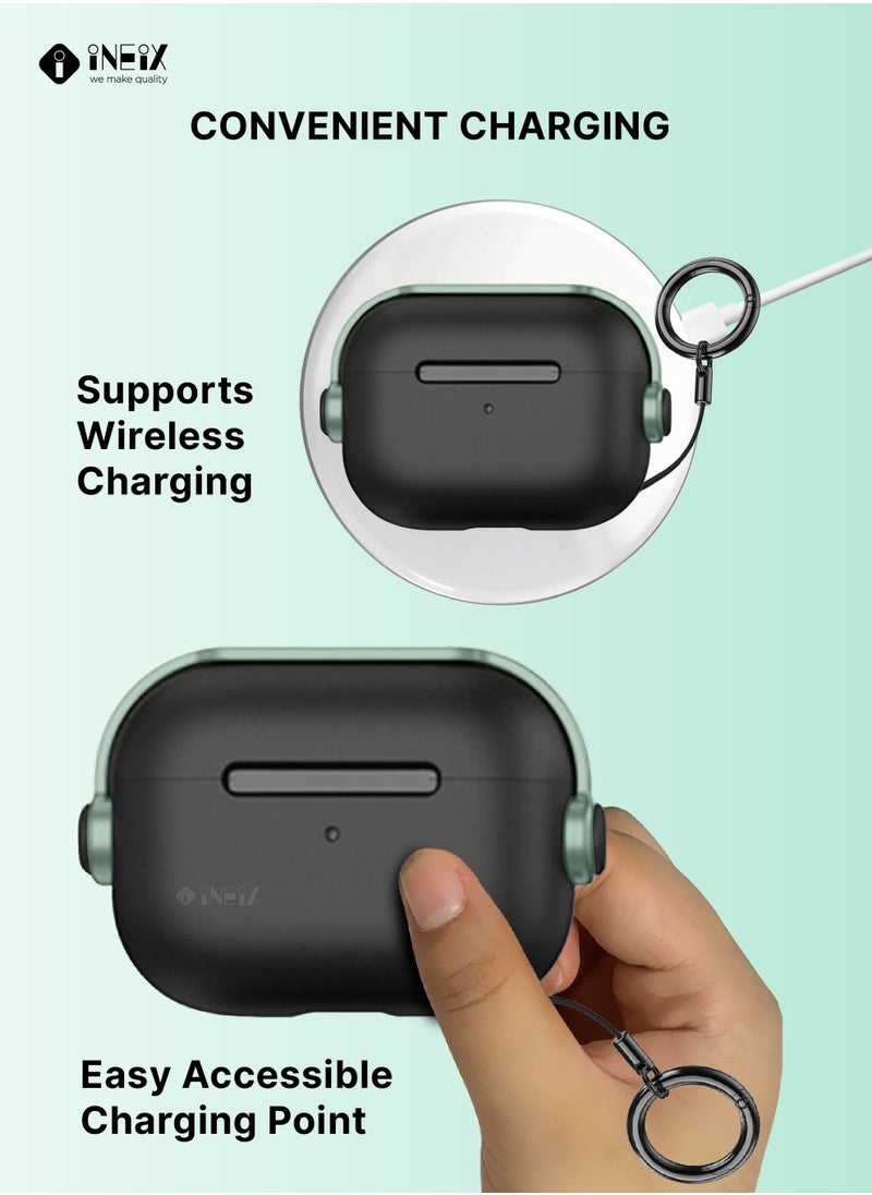 INEIX - Music Buckle Protective Headset Case For Apple AirPod Pro 2-2022-Black/Green - Image 1