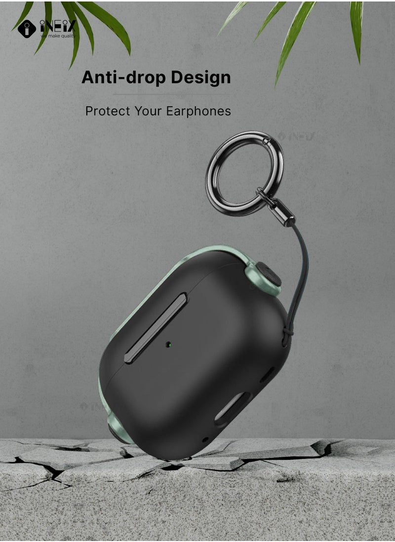 INEIX - Music Buckle Protective Headset Case For Apple AirPod Pro 2-2022-Black/Green - Image 1