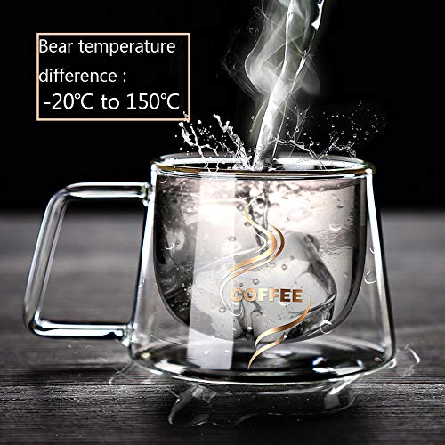 MonLiya Double Wall Glass Coffee Mug With Handle Cup Heat Insulation Clear Coffee Mugs Double Layers Drinkware Tea Milk Latte Espresso Cappuccino Juice Beverages Water Iced Tea 4oz Dishwasher Safe - Image 5