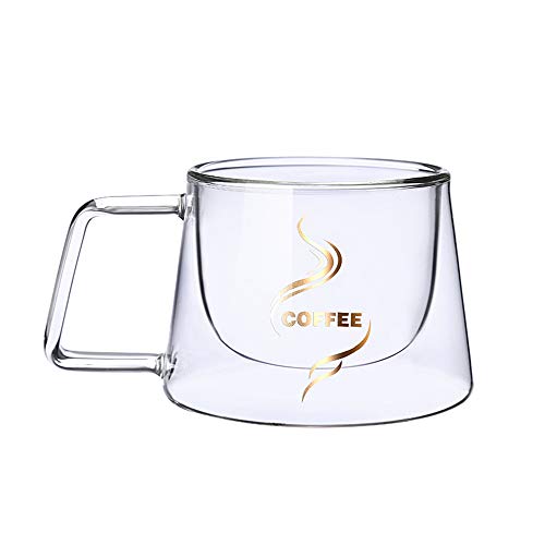 MonLiya Double Wall Glass Coffee Mug With Handle Cup Heat Insulation Clear Coffee Mugs Double Layers Drinkware Tea Milk Latte Espresso Cappuccino Juice Beverages Water Iced Tea 4oz Dishwasher Safe - Image 2