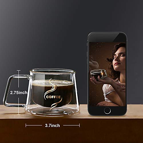 MonLiya Double Wall Glass Coffee Mug With Handle Cup Heat Insulation Clear Coffee Mugs Double Layers Drinkware Tea Milk Latte Espresso Cappuccino Juice Beverages Water Iced Tea 4oz Dishwasher Safe - Image 3