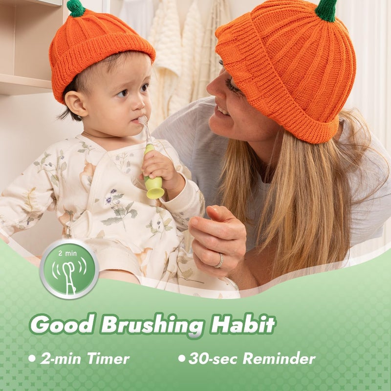 Papablic Toddler Sonic Electric Toothbrush Kids for Ages 1-3 Years, Baby Electric Toothbrush with Cute Dino Cover and Smart LED Timer, 4 Brush Heads (Max) - Image 5