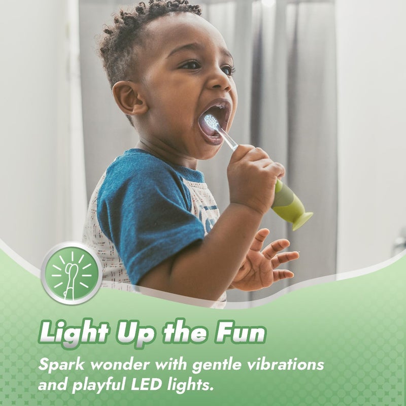 Papablic Toddler Sonic Electric Toothbrush Kids for Ages 1-3 Years, Baby Electric Toothbrush with Cute Dino Cover and Smart LED Timer, 4 Brush Heads (Max) - Image 3