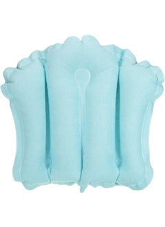 PATIKIL PATIKIL Inflatable Bath Pillow with Suction Cups, Terry Cloth Covered Shell Shape Bath Pillow Neck Support for Bathtub Hot Tub, Blue 