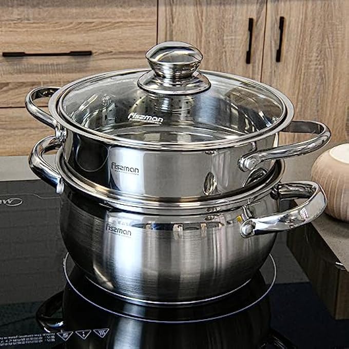 فيسمان وعاء طهي من الفولاذ المقاوم للصدأ فيفيان 22 × 1887 سم × 77 لتر مع غطاء زجاجي أداء طهي فائق لتوزيع متساوي للحرارة وتأثير مثالي مضاد للتآكل - Image 2