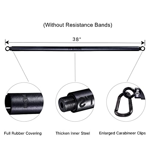 INNSTAR Home Gym workout bar 38" Black Max Load 800lb for Resistance Bands Training Full Body Exercise Power Lifting Fitness Bar with Carabineer Clips - Image 2