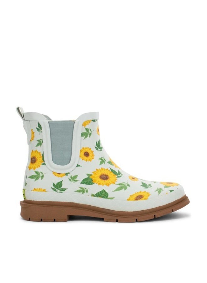 Western Chief Women's Waterproof Chelsea Ankle Rain Boot with Elastic Gore and Rubber Lug Outsole – Stylish and Functional for Rainy Days, Sunflower Check, 8 - Image 1