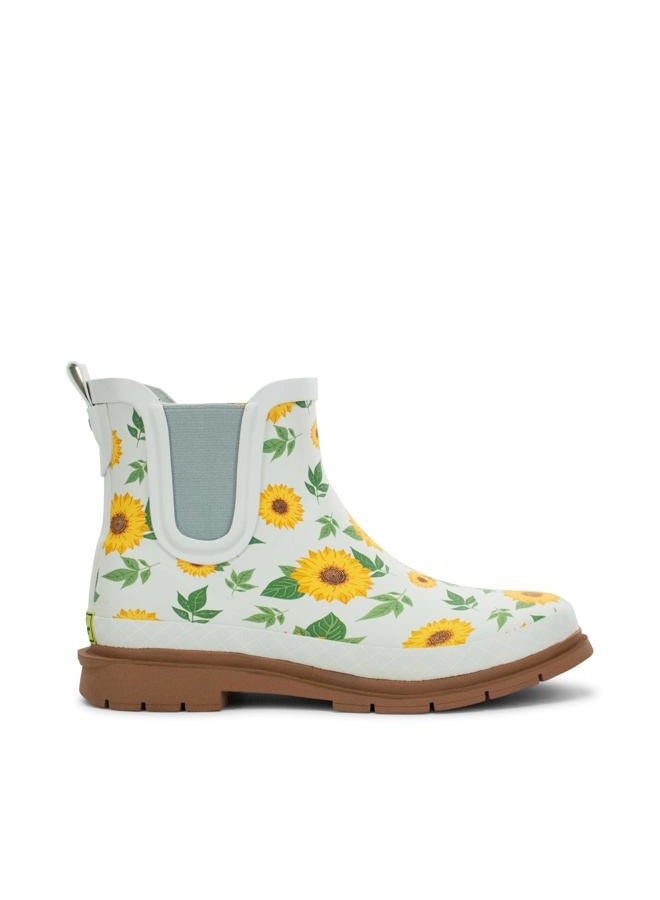 Western Chief Women's Waterproof Chelsea Ankle Rain Boot with Elastic Gore and Rubber Lug Outsole – Stylish and Functional for Rainy Days, Sunflower Check, 8 - Image 2