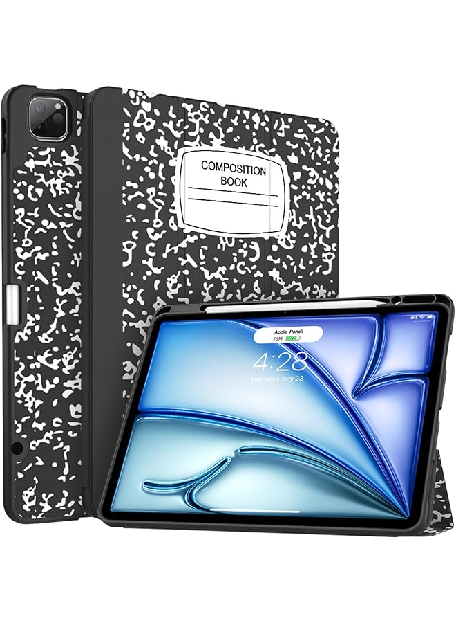erorex New iPad Air 13 Inch Case (M2) 2024 Ipad Pro 12.9 Case 6 5Th Generation With Pencil Holder(2021 2022 Release) Pencil Charging Plus Auto Wake Sleep Soft Tpu Back Cover Book Black  - Image 1