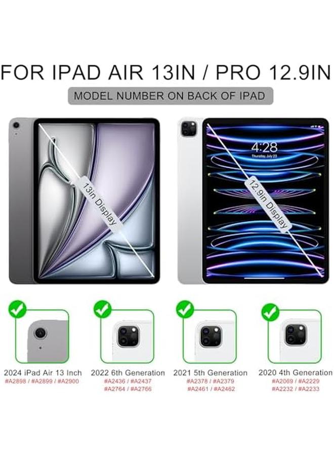 erorex New iPad Air 13 Inch Case (M2) 2024 Ipad Pro 12.9 Case 6 5Th Generation With Pencil Holder(2021 2022 Release) Pencil Charging Plus Auto Wake Sleep Soft Tpu Back Cover Book Black  - Image 2
