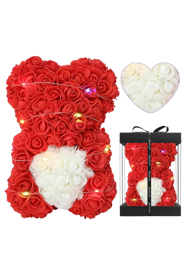 SYOSI Rose Teddy Bear, Rose Bear Gifts for Mom Girlfriends Wife, Rose Bear with Box for Wedding,Valentines,Anniversary, Birthday,Bridal Shower etc Girls & Women Gifts (Red) - Image 1