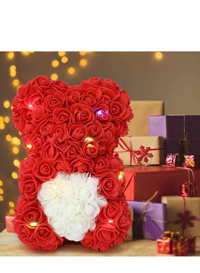 SYOSI Rose Teddy Bear, Rose Bear Gifts for Mom Girlfriends Wife, Rose Bear with Box for Wedding,Valentines,Anniversary, Birthday,Bridal Shower etc Girls & Women Gifts (Red) - Image 2