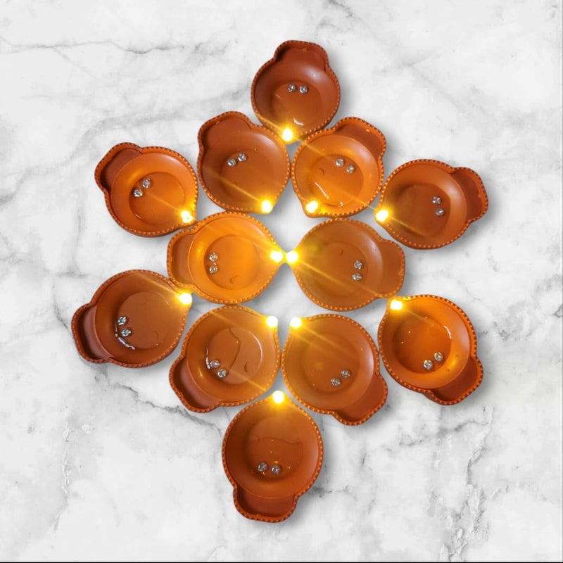 OTISTORES Water Diyas for Diwali Diyas Lights for Decoration Traditional Water Sensor Flameless LED Candles Diyas LED Diyas Candle with Water Sensing Technology for DiwaliPack of 12 - Image 5
