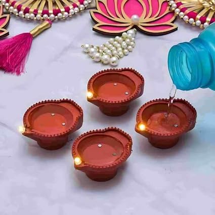 OTISTORES Water Diyas for Diwali Diyas Lights for Decoration Traditional Water Sensor Flameless LED Candles Diyas LED Diyas Candle with Water Sensing Technology for DiwaliPack of 12 - Image 3