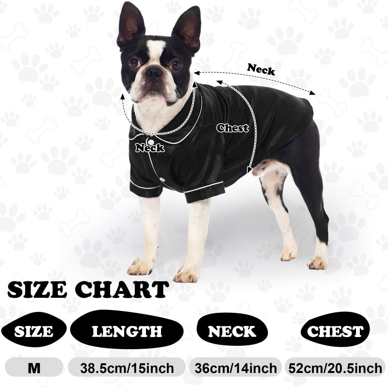 Cosblank Pet Silk Pajamas Shirts Dogs Satin Pjs Soft Faux Silk Lapel Two-Legged Puppy Sleepwear for Small Dogs Bridal Party(M,Black) - Image 2