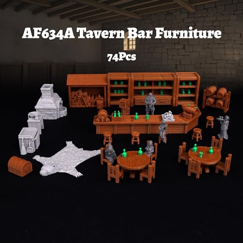AUSPDICE 74 Pcs Tavern Bar Furniture RPG Terrain Set Detailed DND Accessories for Tabletop RolePlaying Miniature Props for Dungeons and Dragons TTRPG Maps and Wargame Campaigns AF634A - Image 5