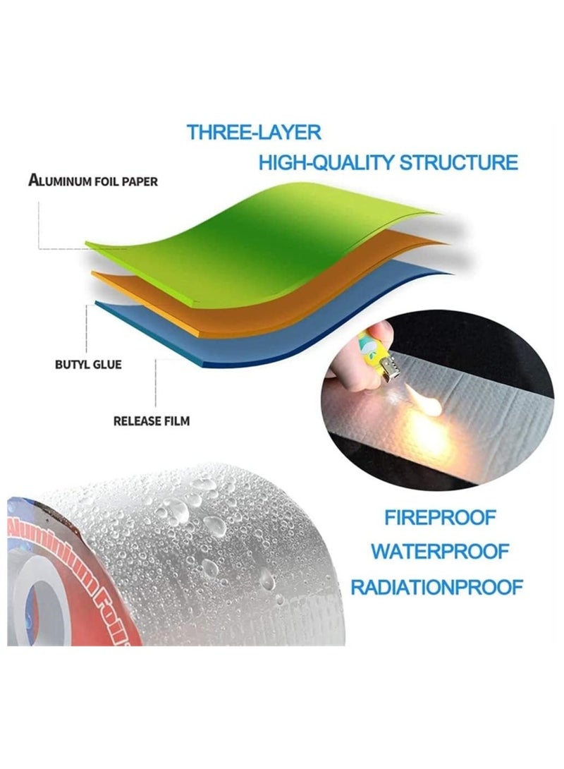 Excefore Super Strong Aluminum Foil Butyl Tape 10cm X 5m Super Waterproof Tape Self Adhesive Adhesive Tape Kitchen and Bathroom House Roof Mending Materials for Pipes Patch Holes  - Image 4