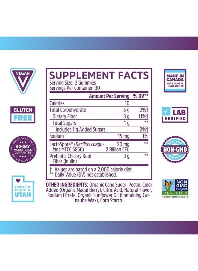 Zhou Nutrition - Gut Guru Prebiotics and Probiotics for Women and Men, 2 in 1 Probiotic and Prebiotic Gummies for Digestive Gut Health and Immune Support, Vegan, Gluten Free, Non-GMO, 60 Count - Image 1