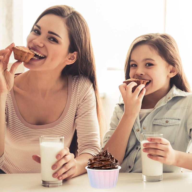 أكواب الكب كيك الورقية متدرجة اللون الأرجواني من BESTonZON، 50 قطعة، حوامل كعك زخرفية، ورق مقاوم للدهون وحلويات الحفلات - Image 5