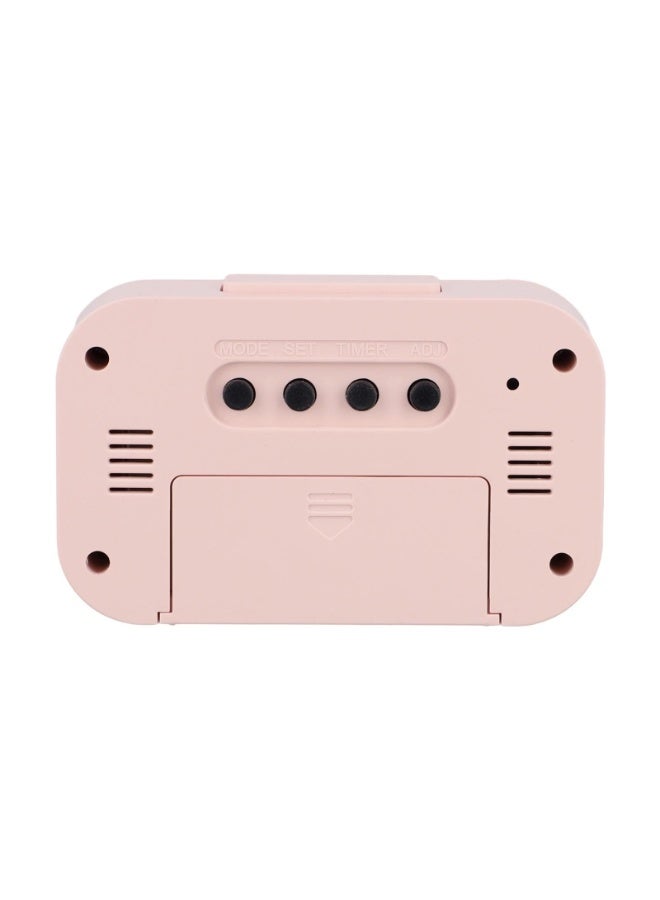 ساعة رقمية للطاولة بشاشة LCD، مع عرض درجة الحرارة والتاريخ، منبه إلكتروني مثالية للاستخدام في المكتب أو غرفة النوم. مجهزة بوظيفة المنبه لمساعدتك على الاستيقاظ في الوقت المحدد، متعدده الالوان. (بينك) - Image 2