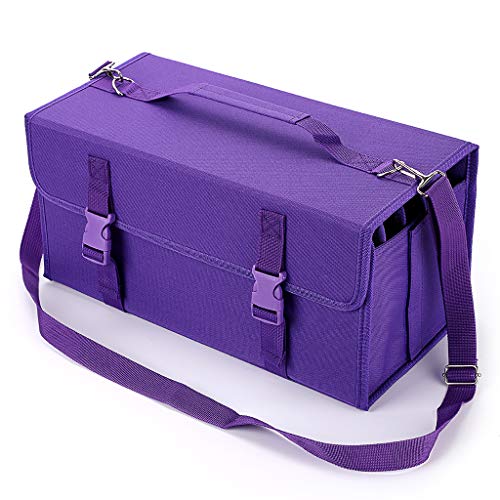 BTSKY New 171 Slots Marker Case Lipstick Organizer-Canvas Markers Holder for Markers and Sketch Markers Purple - Image 1