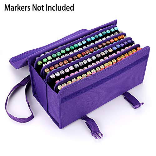BTSKY New 171 Slots Marker Case Lipstick Organizer-Canvas Markers Holder for Markers and Sketch Markers Purple - Image 2