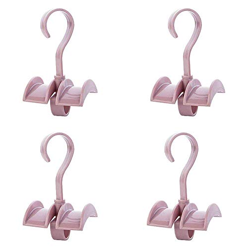 KolorFish Plastic Rotating Handbag Hanger Rack Closet Storage Organizer Hooks for Ladies Bag Belt Tie Scarf (Pink) Pack of 4 - Image 1
