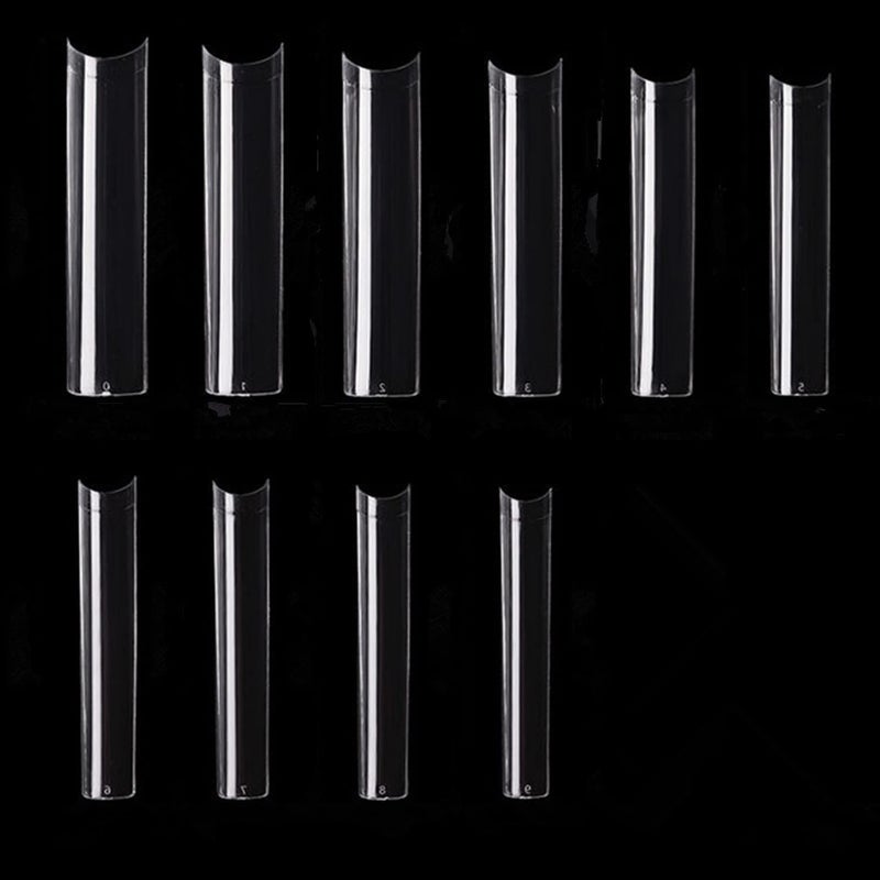 Yimart 500pcs No C Curve XXXL Square Straight False Nail Tips Half Cover Clear Natural Extra Long Fake Nails Clear