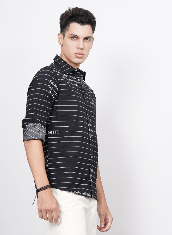 The Indian Garage Co Men Regular Fit Striped Full Sleeves Spread Collar Casual Shirt - Image 4